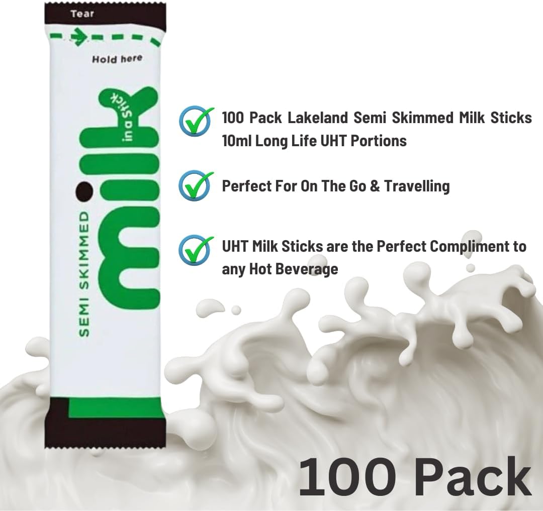 Semi Skimmed Long Life Milk Sachet Bundle - 100 x UHT Milk Sachets - Exclusive to WoodzyCo-1