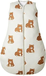 Lictin Baby Sleeping Bag, 2.5 Tog Sleeping Bag Baby With Two-way Zipper, Toddler Sleeping Bag with 100% Cotton Lining, Sleep Sack 6-12 Months (Brown Bear, Height 75 cm)