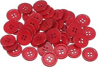 sourcing map 80pcs 32L Sewing Buttons 3/4"(20mm) Resin Round Flat 4-Hole Craft Buttons for Sewing Clothing and DIY, Red