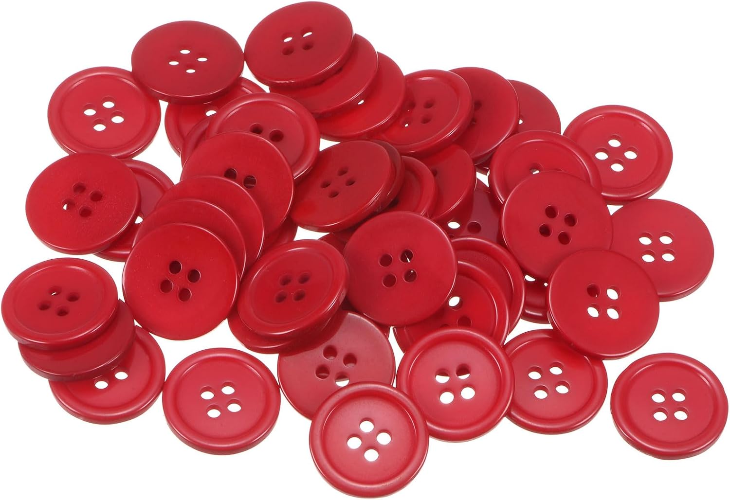 sourcing map 80pcs 32L Sewing Buttons 3/4"(20mm) Resin Round Flat 4-Hole Craft Buttons for Sewing Clothing and DIY, Red-0