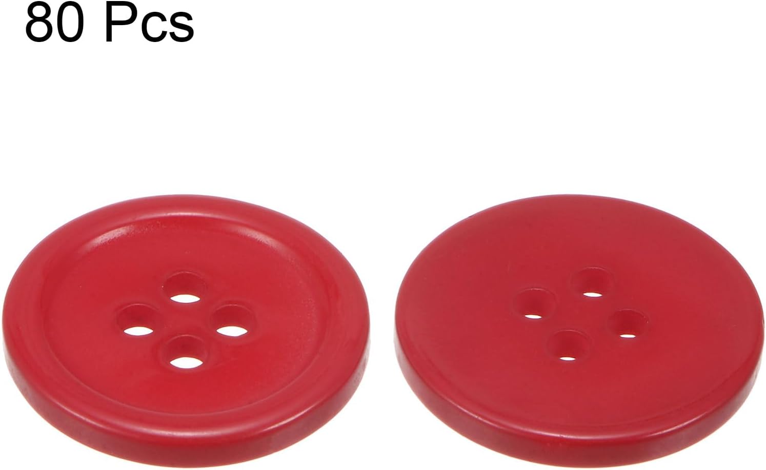 sourcing map 80pcs 32L Sewing Buttons 3/4"(20mm) Resin Round Flat 4-Hole Craft Buttons for Sewing Clothing and DIY, Red-2