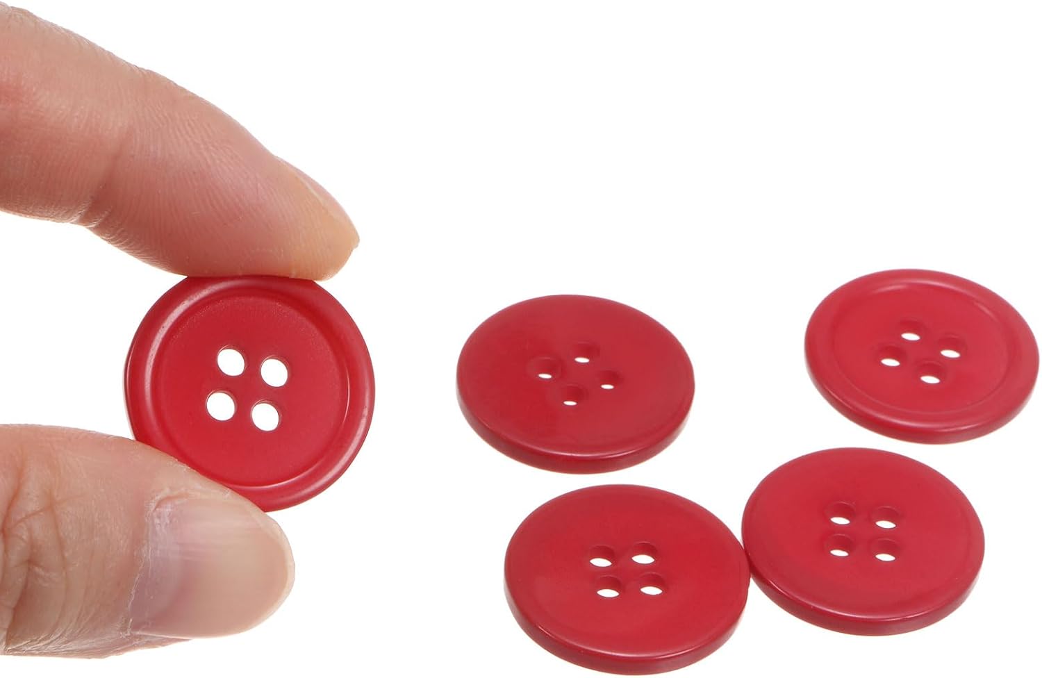 sourcing map 80pcs 32L Sewing Buttons 3/4"(20mm) Resin Round Flat 4-Hole Craft Buttons for Sewing Clothing and DIY, Red-3