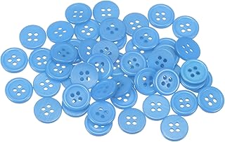 sourcing map 100pcs 20L Sewing Buttons 1/2"(12.5mm) Resin Round Flat 4-Hole Craft Buttons for Sewing Clothing and DIY, Light Blue