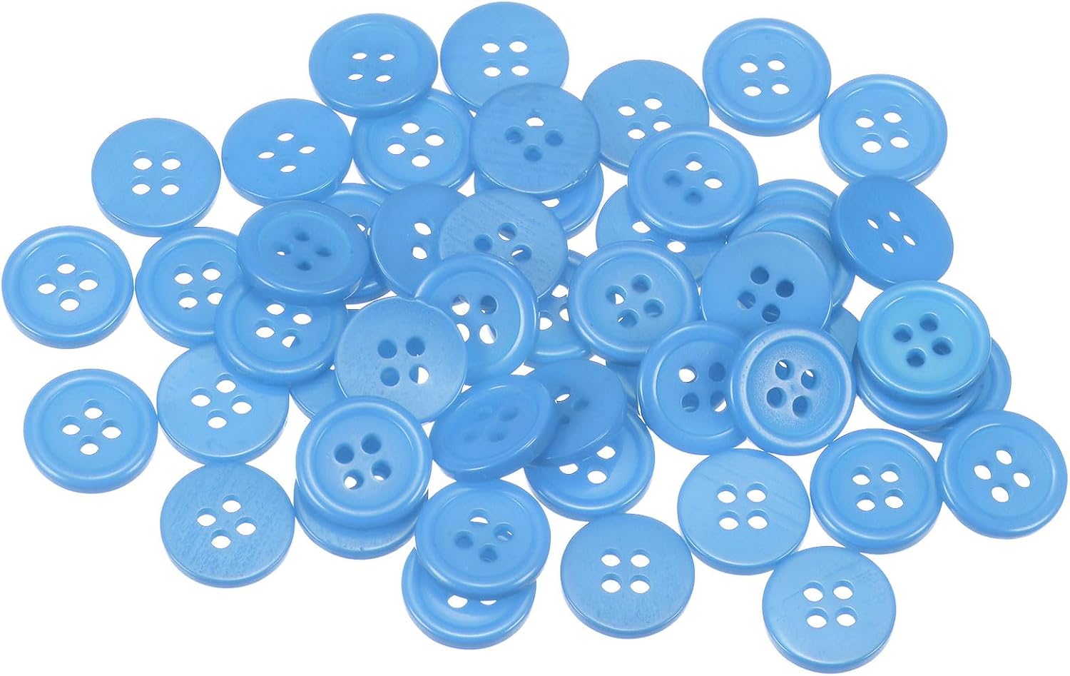 sourcing map 100pcs 20L Sewing Buttons 1/2"(12.5mm) Resin Round Flat 4-Hole Craft Buttons for Sewing Clothing and DIY, Light Blue-0