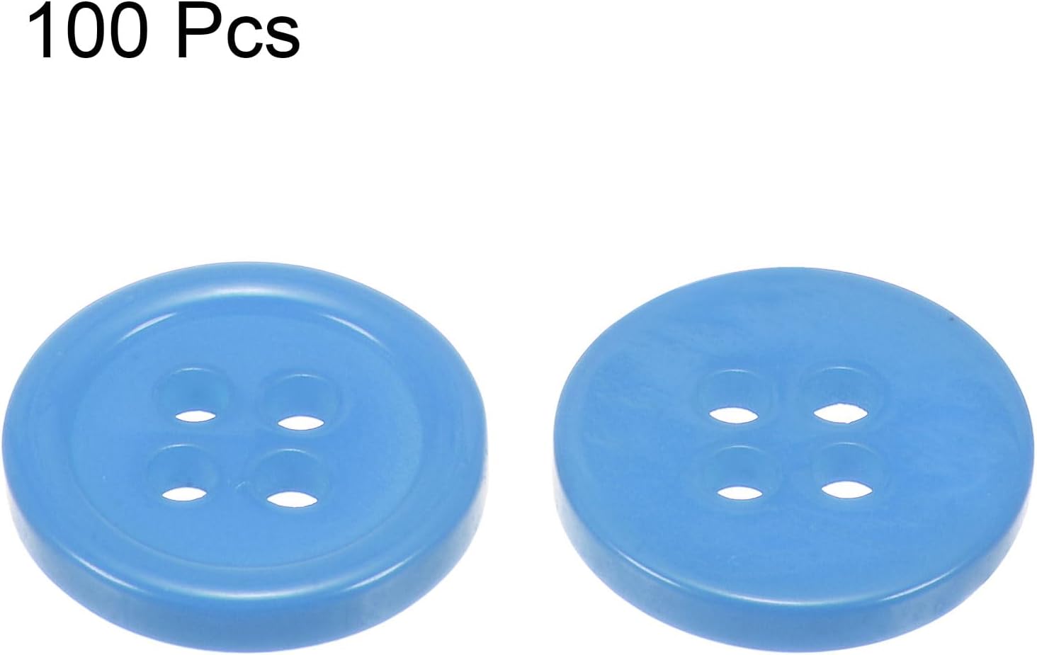 sourcing map 100pcs 20L Sewing Buttons 1/2"(12.5mm) Resin Round Flat 4-Hole Craft Buttons for Sewing Clothing and DIY, Light Blue-2