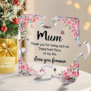 Mum Christmas Gifts, Winzwon Gifts for Mum from Daughter Son, Mum Birthday Gifts Acrylic Puzzle Plaque, Mothers Day Gifts, Personalised Presents for Mum, Stepmum, Pregnant Mum, New Mum