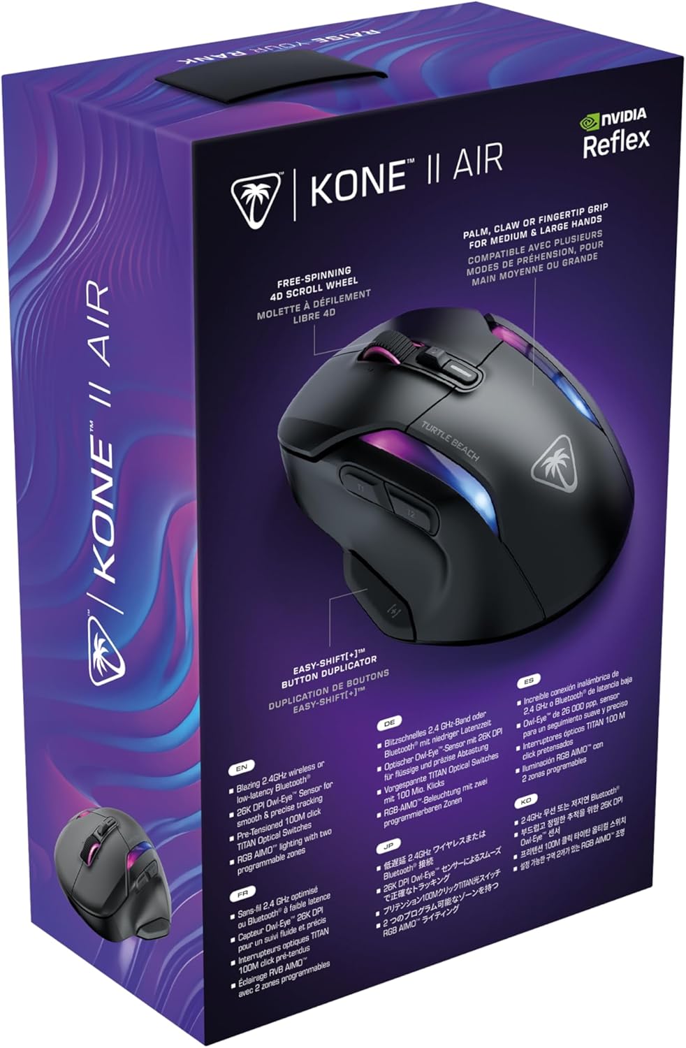 TURTLE BEACH Kone II Air – Wireless Ergonomic RGB Gaming Mouse, 350-Hr Battery, 26K DPI Optical Sensor, 100M Click Optical Switches, 21 Customizable Inputs, 4D Free-Spin Scroll Wheel – Ash Black-13