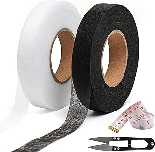 TOPBELIEF 2 Pack Hemming Tape Sewing Tape Wonder Web Iron on Hemming Tape Fabric Tape Curtain Tape Seam Tape Hemming Tape with Soft Tape Measure Scissors for Trousers Clothes 140 Yards