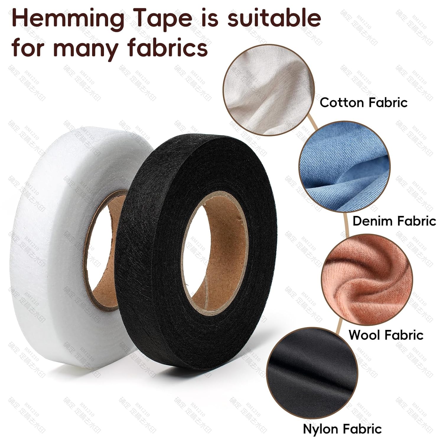 TOPBELIEF 2 Pack Hemming Tape Sewing Tape Wonder Web Iron on Hemming Tape Fabric Tape Curtain Tape Seam Tape Hemming Tape with Soft Tape Measure Scissors for Trousers Clothes 140 Yards-3