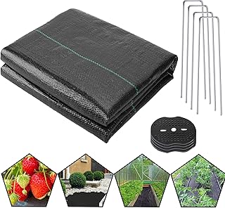 Funvalley Surperfect 1mx15m Weed Control Membrane Heavy Duty Ground Weed Barrier Fabric for Landscaping Driveway Gravel Artificial Grass Patios Paths Flower Beds Underlay Black Woven Ground Cover