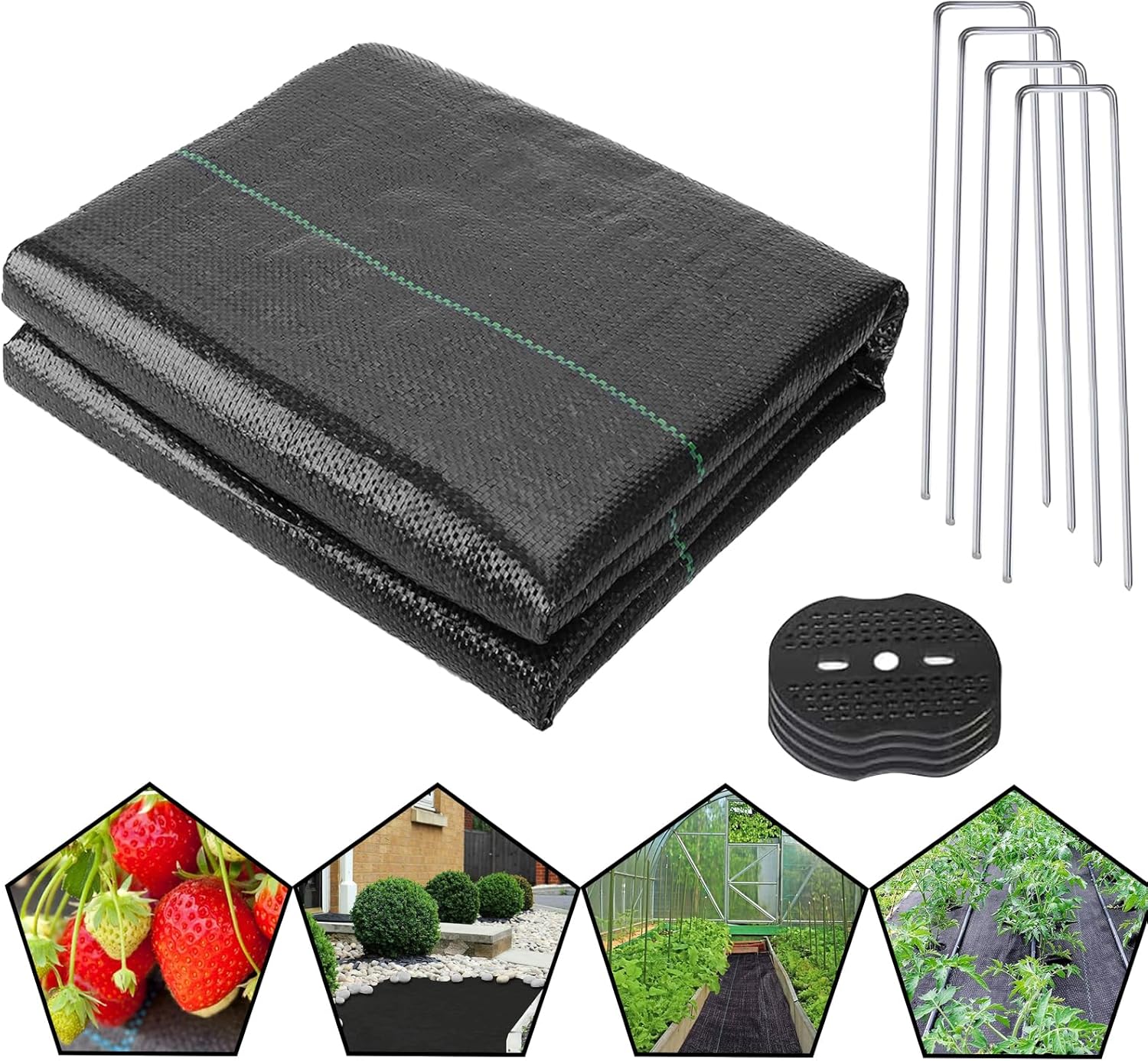 Funvalley Surperfect 1mx15m Weed Control Membrane Heavy Duty Ground Weed Barrier Fabric for Landscaping Driveway Gravel Artificial Grass Patios Paths Flower Beds Underlay Black Woven Ground Cover-0