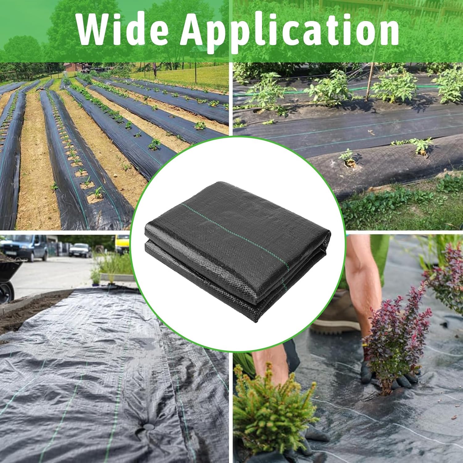 Funvalley Surperfect 1mx15m Weed Control Membrane Heavy Duty Ground Weed Barrier Fabric for Landscaping Driveway Gravel Artificial Grass Patios Paths Flower Beds Underlay Black Woven Ground Cover-6