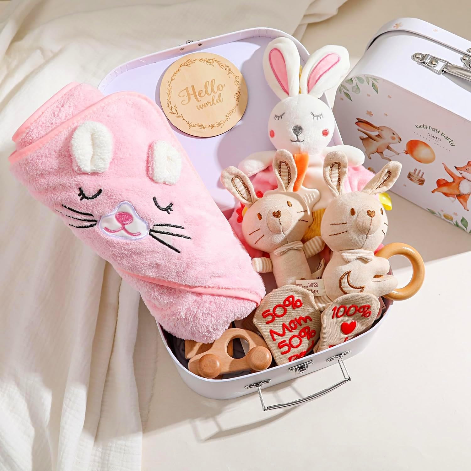 KINDEREN Baby Shower Gifts Baby Gift Set for Girls 8 Baby Essentials for Newborn Baby Girl Gifts New Baby Hamper Baby Reveal Gifts, Gender Reveal Gifts Set Christening Baby Gifts in Cute Keepsake Box-2