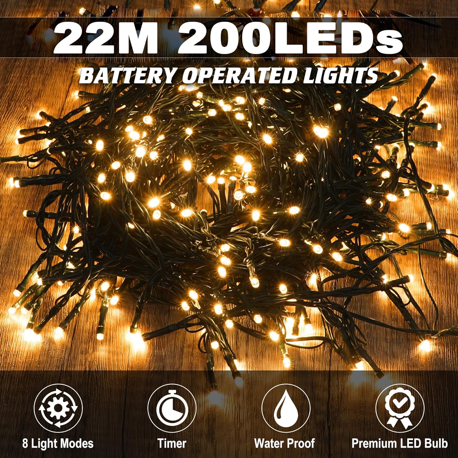 ZFAUOL Fairy Lights Battery Operated, 22M 200LED String Lights for Indoor Outdoor Gardens, Festivals, Bedroom, 8 Modes, Upgrade Battery Case-1