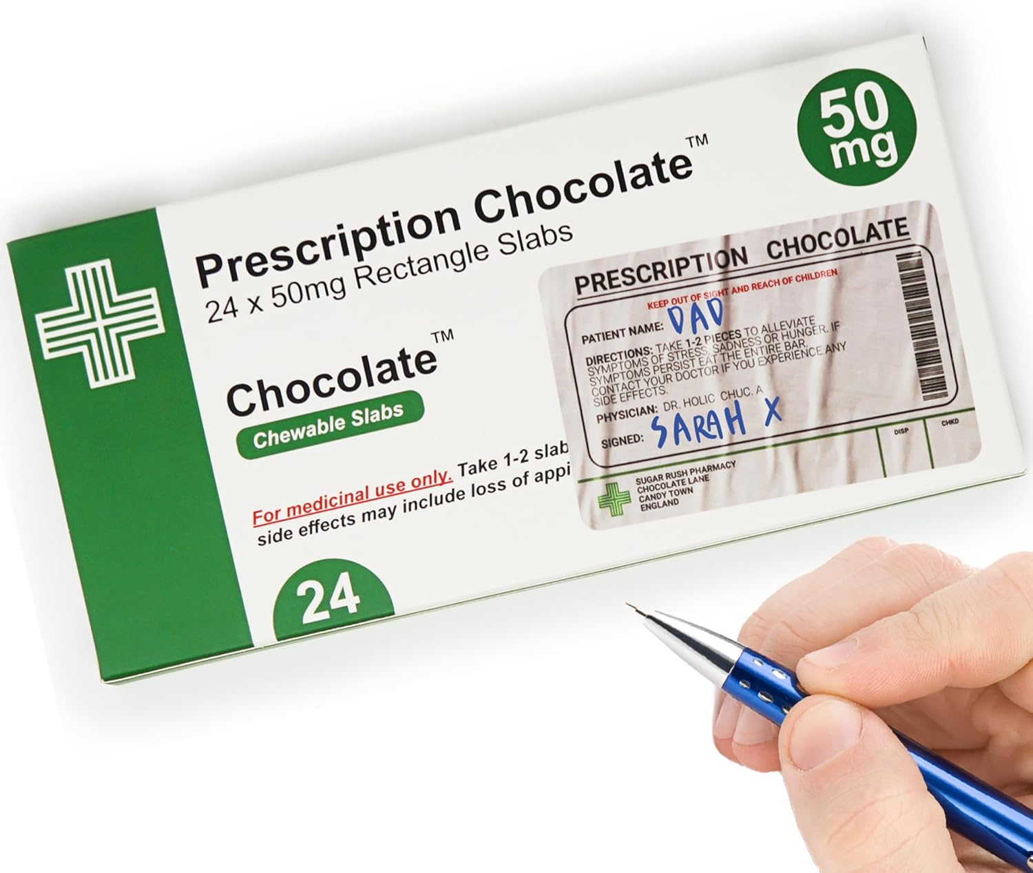 Novelty Prescription Chocolate Gift Boxes, 18.8cm x 9cm x 1.5cm, Transparent Window (6 Pack)-0