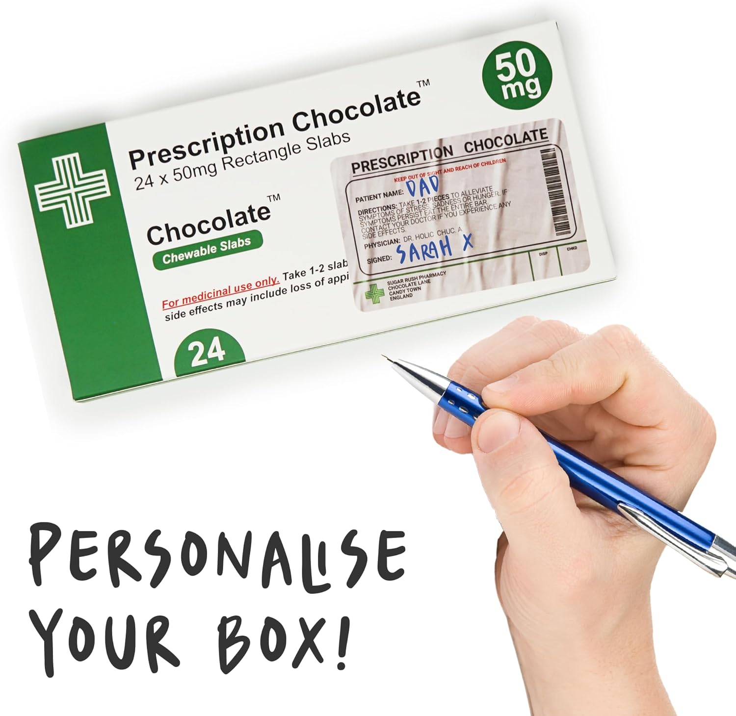 Novelty Prescription Chocolate Gift Boxes, 18.8cm x 9cm x 1.5cm, Transparent Window (6 Pack)-3