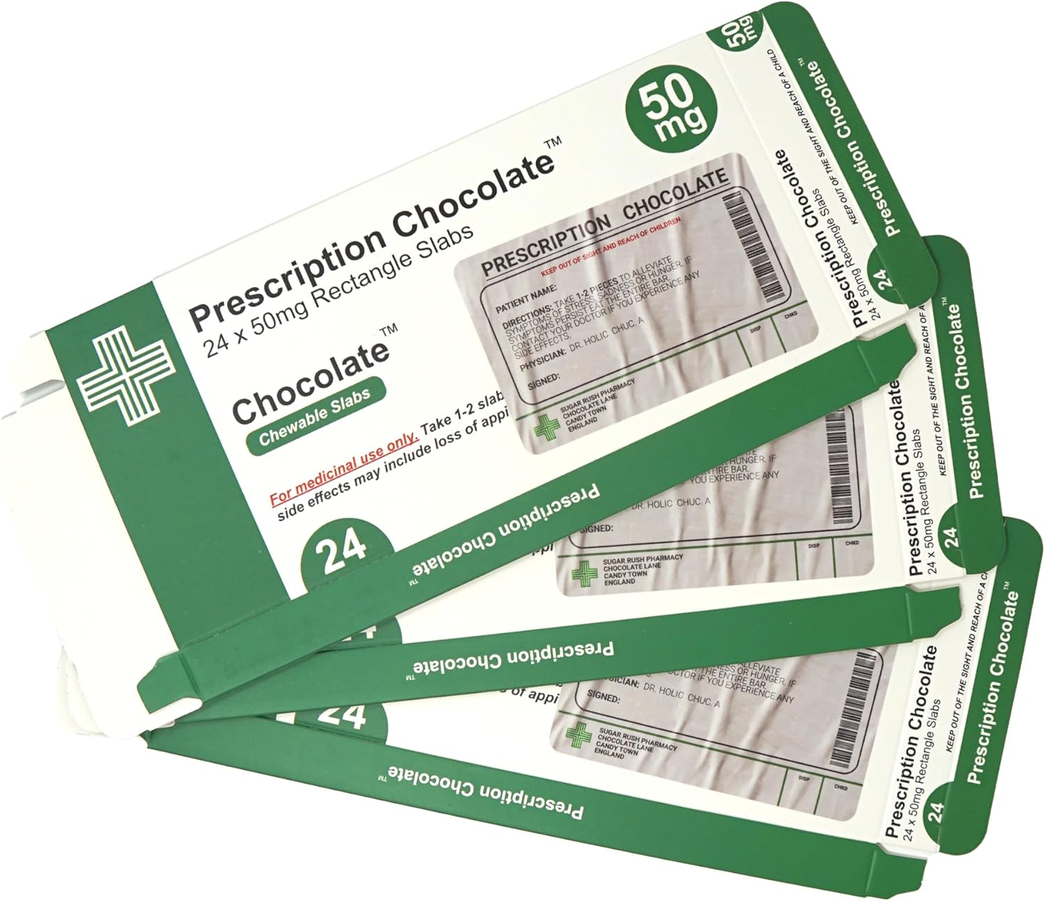 Novelty Prescription Chocolate Gift Boxes, 18.8cm x 9cm x 1.5cm, Transparent Window (6 Pack)-6