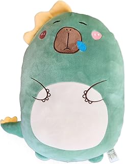 Aiuidun Capybara Plush Toy Pillow, Cute Capybara Stuffed Animals, Squishy Capybara Plushie Hugging Pillow, Super Soft Guinea Pig Plush Toy Gifts for Kids(Dinosaur Capybara)