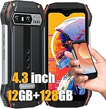 Blackview N6000SE Mini Rugged Smartphone 2024, 4.3-inch Small Rugged Phone,128GB ROM, Android 13, Dual SIM 4G, 208g Weight, 13MP, IP68 Waterproof Phones, 10W Fast Charge 3700mAh, NFC-Orange