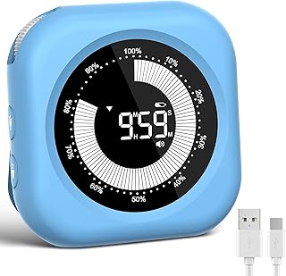 XREXS Visual Timer for Kids, 10 Hour Rechargeable Kitchen Timer, Digital Timer with Visual Time Bars, Adjustable Brightness & Volume, Magnetic Timer for Class/Meeting/Study/Office/Kitchen