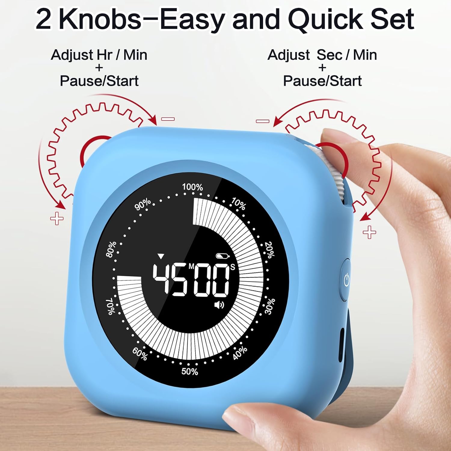 XREXS Visual Timer for Kids, 10 Hour Rechargeable Kitchen Timer, Digital Timer with Visual Time Bars, Adjustable Brightness & Volume, Magnetic Timer for Class/Meeting/Study/Office/Kitchen-3