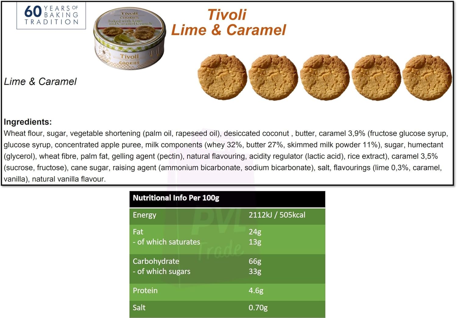 Jacobsens of Denmark Tivoli Cookies baked with Lime and Caramel Crunch 150g - SMALL Tin (139mm diameter x 55mm height) - Traditional Biscuit Tin Gift for Women, Men & Kids-4