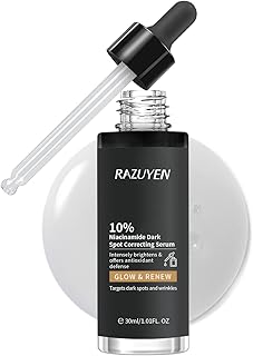 RAZUYEN 10% Niacinamide Serum, Brightening Serum With Arbutin and Panthenol for Even Skin Tone, Soothing and Hydrating Serum for all Skin Types, 30ml