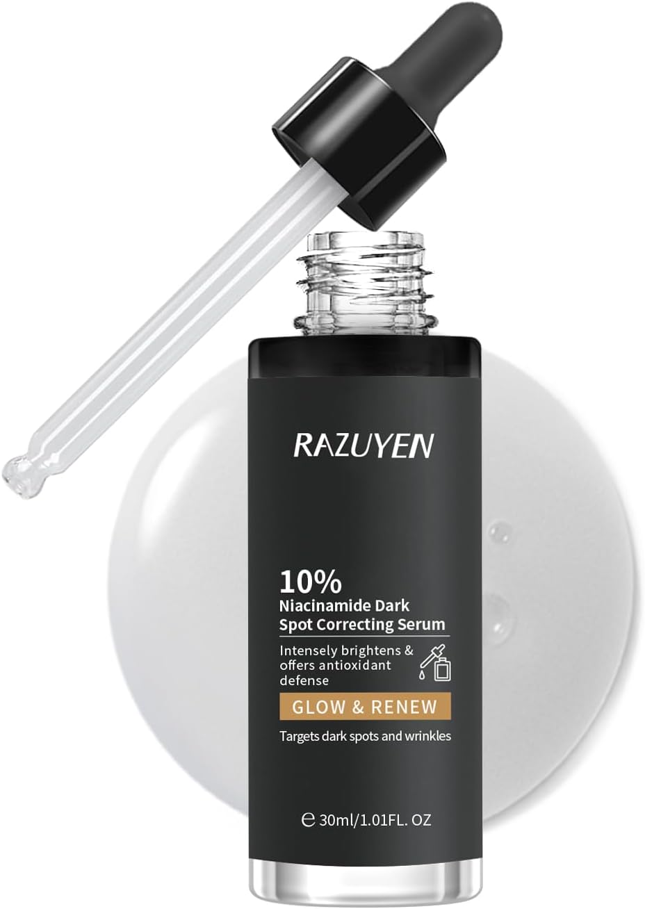 RAZUYEN 10% Niacinamide Serum, Brightening Serum With Arbutin and Panthenol for Even Skin Tone, Soothing and Hydrating Serum for all Skin Types, 30ml-0