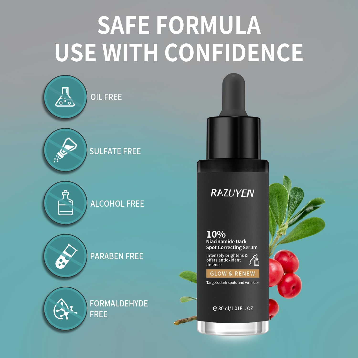 RAZUYEN 10% Niacinamide Serum, Brightening Serum With Arbutin and Panthenol for Even Skin Tone, Soothing and Hydrating Serum for all Skin Types, 30ml-5