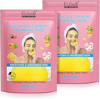 Turmeric Kojic Acid Cleansing Pads - Brightening & Energizing Skin | Deep Clean Pores, Remove Excess Keratin, Firming Face, Treat Acne Scars & Dark Spots | Suitable for All Skin Types