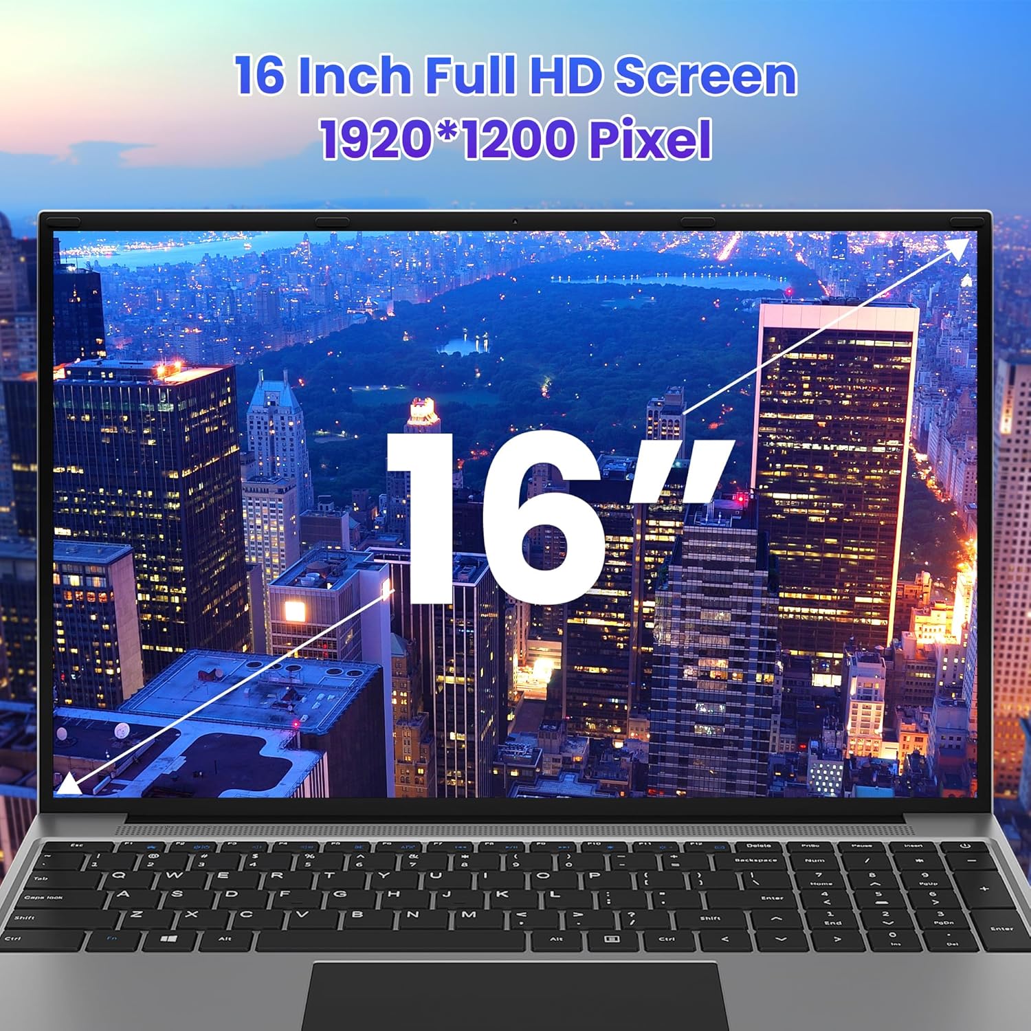 jumper Laptop, 16 inch Full HD Display, 1920x1200 Pixel IPS screen, 5305U Processor, 4GB RAM 128GB SSD, 38Wh Battery, USB3.0, Office 365 1-Year Subscription, Keyboard Film UK-1