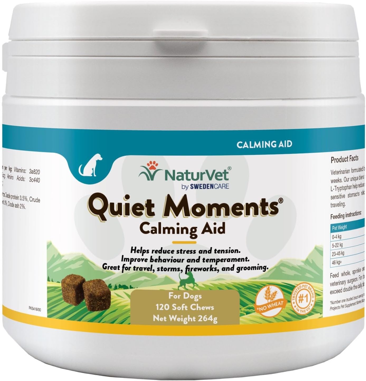 NaturVet –Quiet Moments Calming Aid for Cats – Helps Reduce Stress & Promote Relaxation – Great for Storms, Fireworks, Travel & Grooming - 120 Soft Chews-0