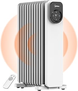 Midea Oil Filled Radiator, 11 Fins Electric Oil Heater with Remote Control & LED Touch Screen - Efficient Heating, Overheat & Tip-Over Protection, 24h Timer, Quiet, Digital Thermostat, 2300W