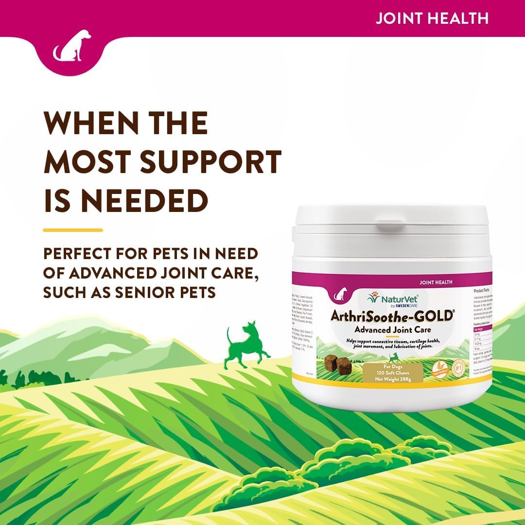 NaturVet ArthriSooth-GOLD Advanced Joint Care Supplement for Dogs with Glucosamine, Chondroitin, Green Lipped Mussel, Joint Care Soft Chews - No Wheat Added (120 Soft Chews)-3