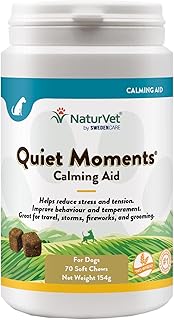 NaturVet Quiet Moments Calming Aid for Cats – 70 Soft Chews – Helps Reduce Stress & Promote Relaxation – Great for Storms, Fireworks, Travel & Grooming (70 Soft Chews)