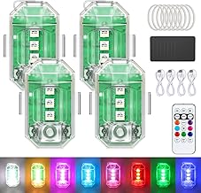 4PCS Wireless LED Strobe Lights with Remote Control, 8 Colors USB Rechargeable Waterproof Anti-Collision Emergency Warning Light, High Brightness Flashing Lights for Car Drone Truck Motorcycle Bike