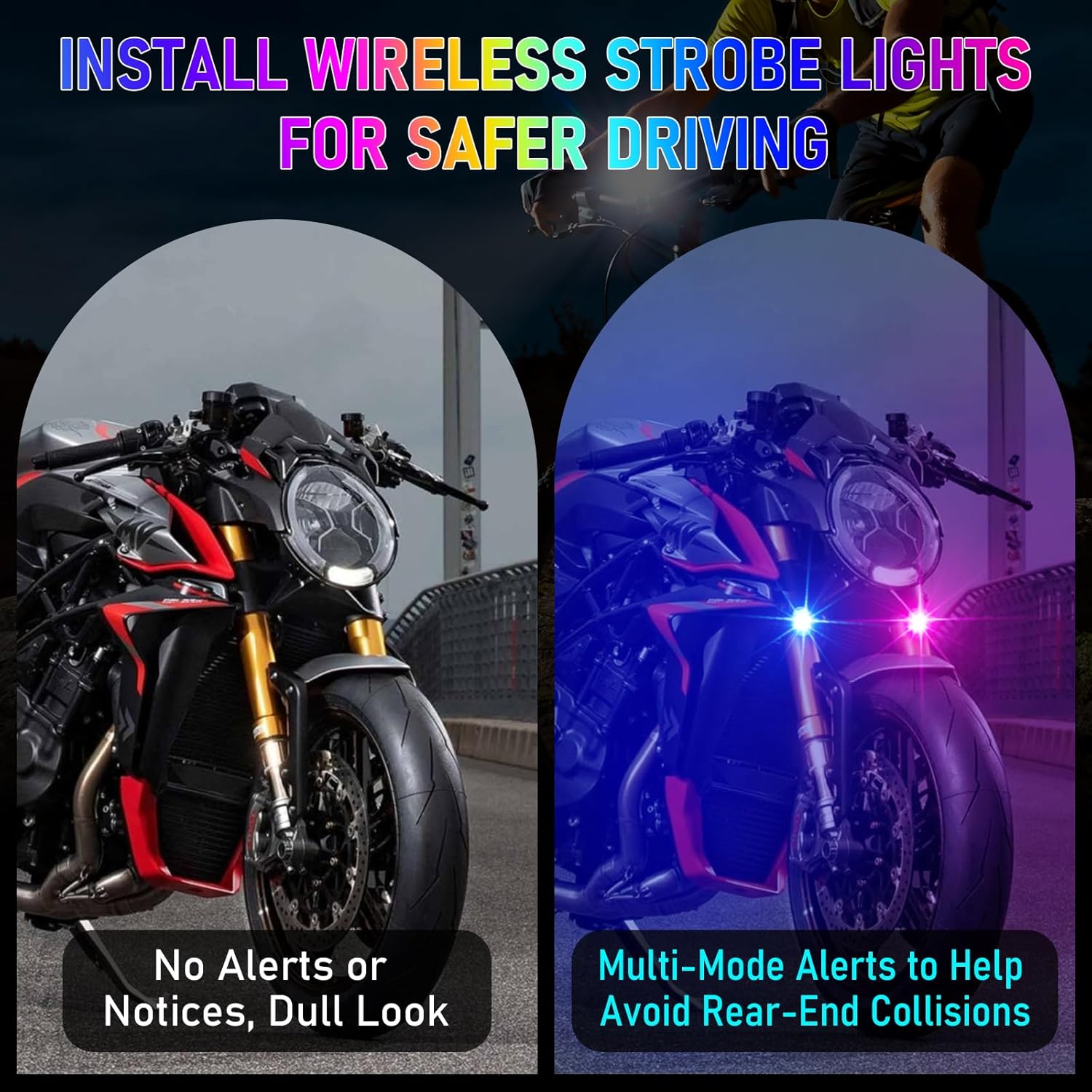 4PCS Wireless LED Strobe Lights with Remote Control, 8 Colors USB Rechargeable Waterproof Anti-Collision Emergency Warning Light, High Brightness Flashing Lights for Car Drone Truck Motorcycle Bike-1