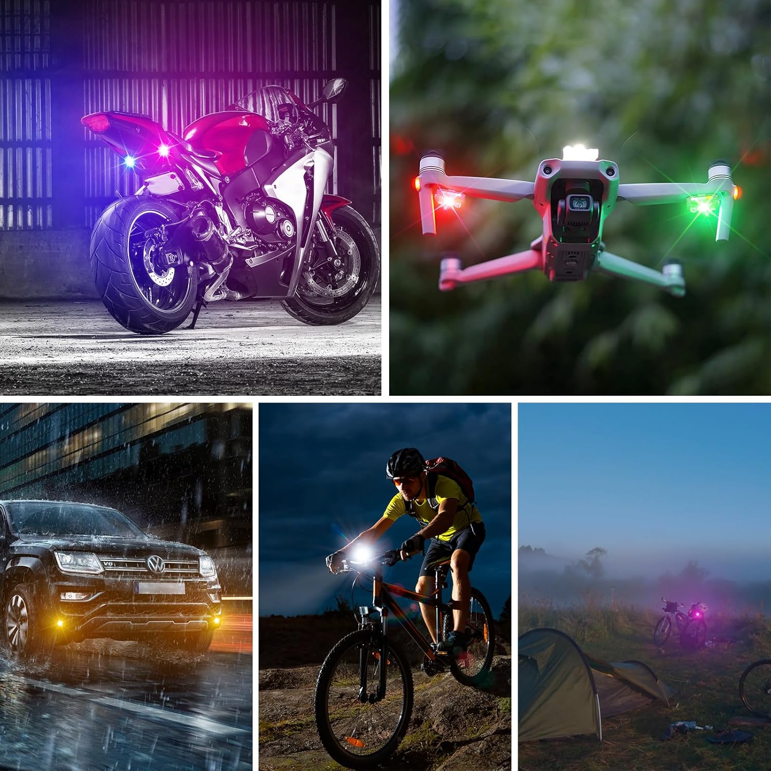 4PCS Wireless LED Strobe Lights with Remote Control, 8 Colors USB Rechargeable Waterproof Anti-Collision Emergency Warning Light, High Brightness Flashing Lights for Car Drone Truck Motorcycle Bike-6