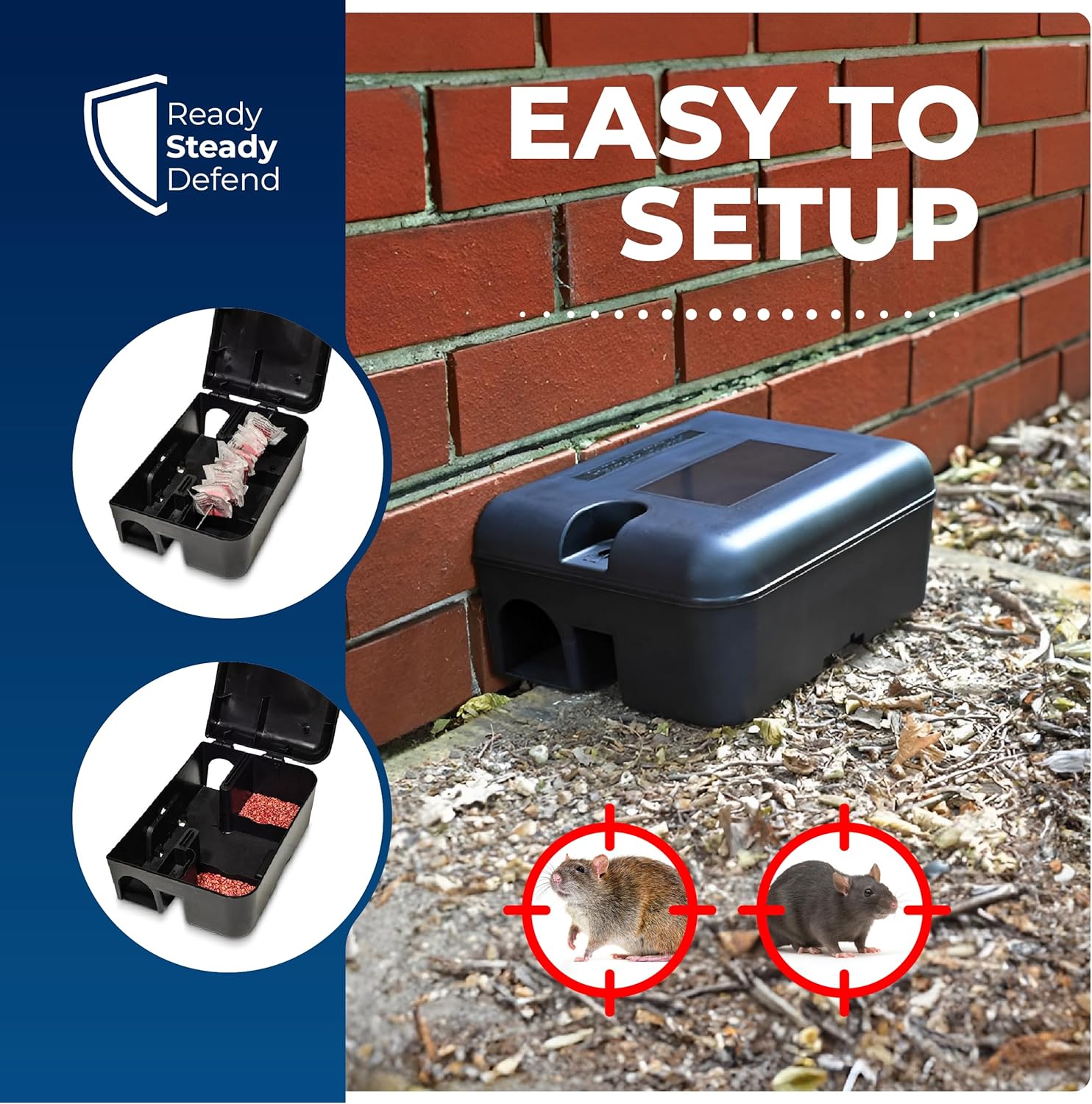 2 Tamper-Resistant Rodent Bait Stations - Twin Pack of Heavy Duty Rat Boxes, Pet Safe and Effective Rat Trap for Indoor and Outdoor Use, Ideal for Gardens and Homes-2