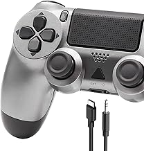 Wireless Controller for PS4 -Controller Wireless for PS-4/Pro/Slim/PC, Bluetooth Gamepad Joystick with Dual Vibration Touch Panel 3.5mm Audio Jack Six-Axis Upgraded Ergonomic Controller(Grey)