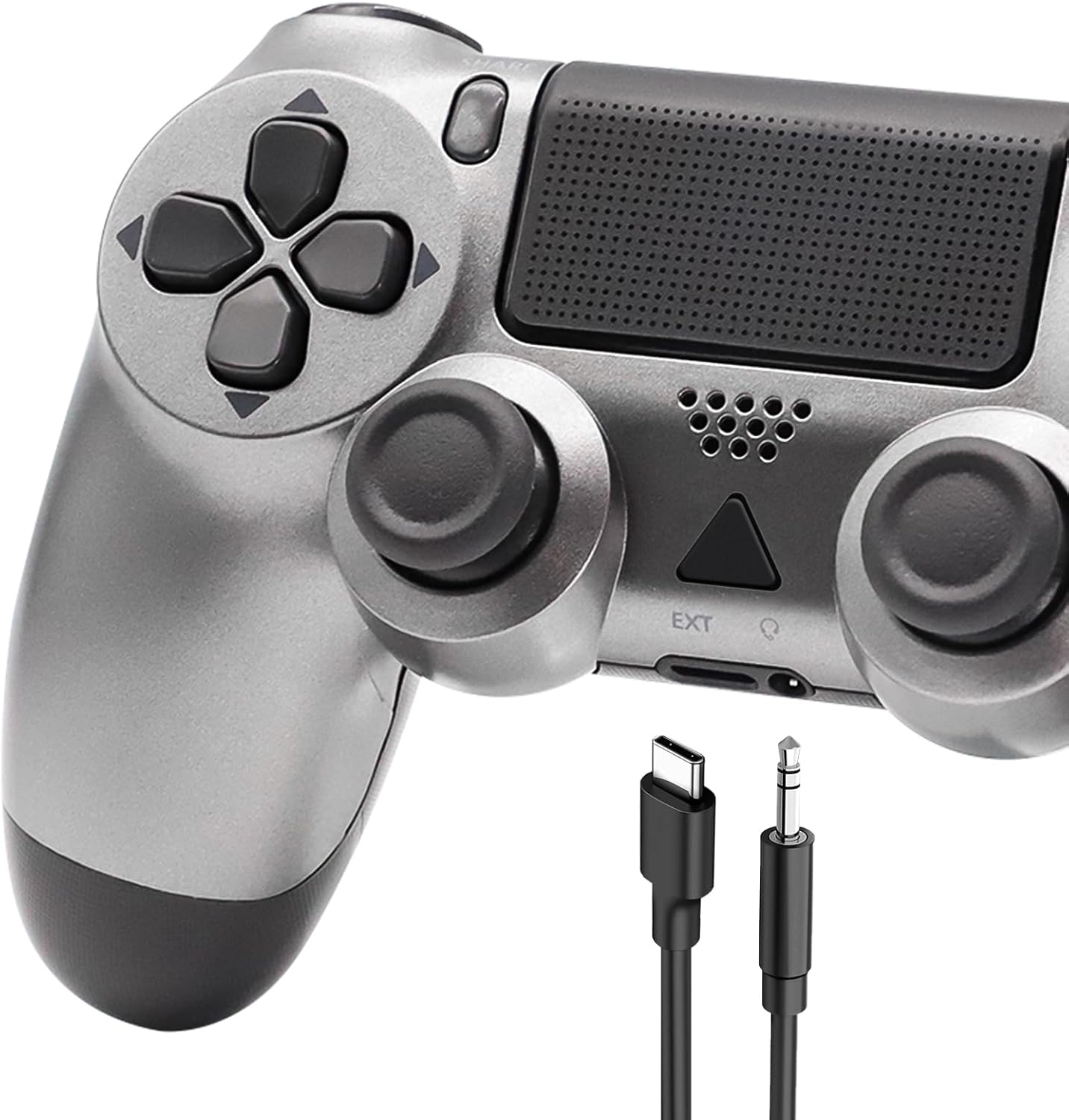 Wireless Controller for PS4 -Controller Wireless for PS-4/Pro/Slim/PC, Bluetooth Gamepad Joystick with Dual Vibration Touch Panel 3.5mm Audio Jack Six-Axis Upgraded Ergonomic Controller(Grey)-0