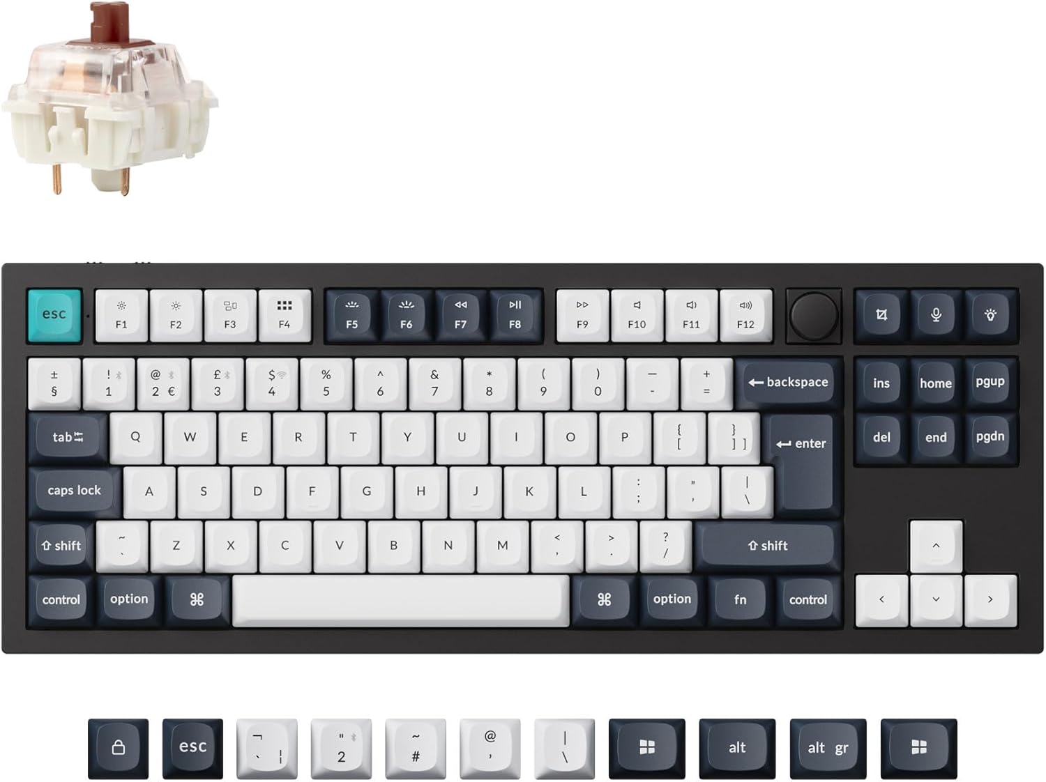 Keychron Q3 Max Wireless Custom Mechanical Keyboard, Full Aluminum Programmable Knob 2.4 GHz Bluetooth TKL Layout RGB with Hot-swappable Gateron Jupiter Brown Switch for Mac Windows Linux - UK Layout-0