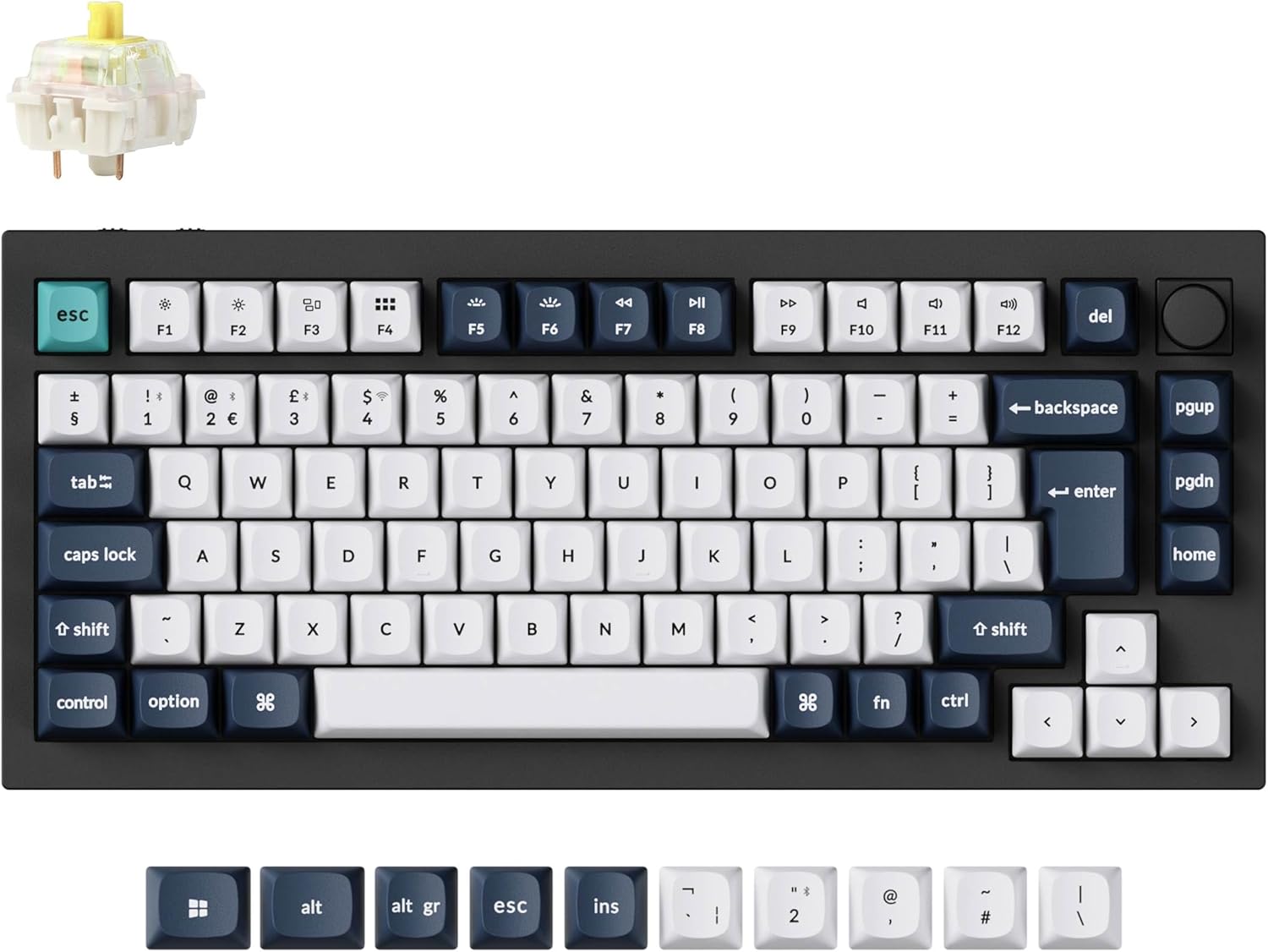 Keychron Q1 Max QMK/VIA Custom Mechanical Keyboard, Full Metal Programmable Knob 2.4 GHz/Bluetooth/Wired Keyboard with RGB Hot-Swappable Gateron Jupiter Banana Switch for Mac Win Linux - UK Layout-0