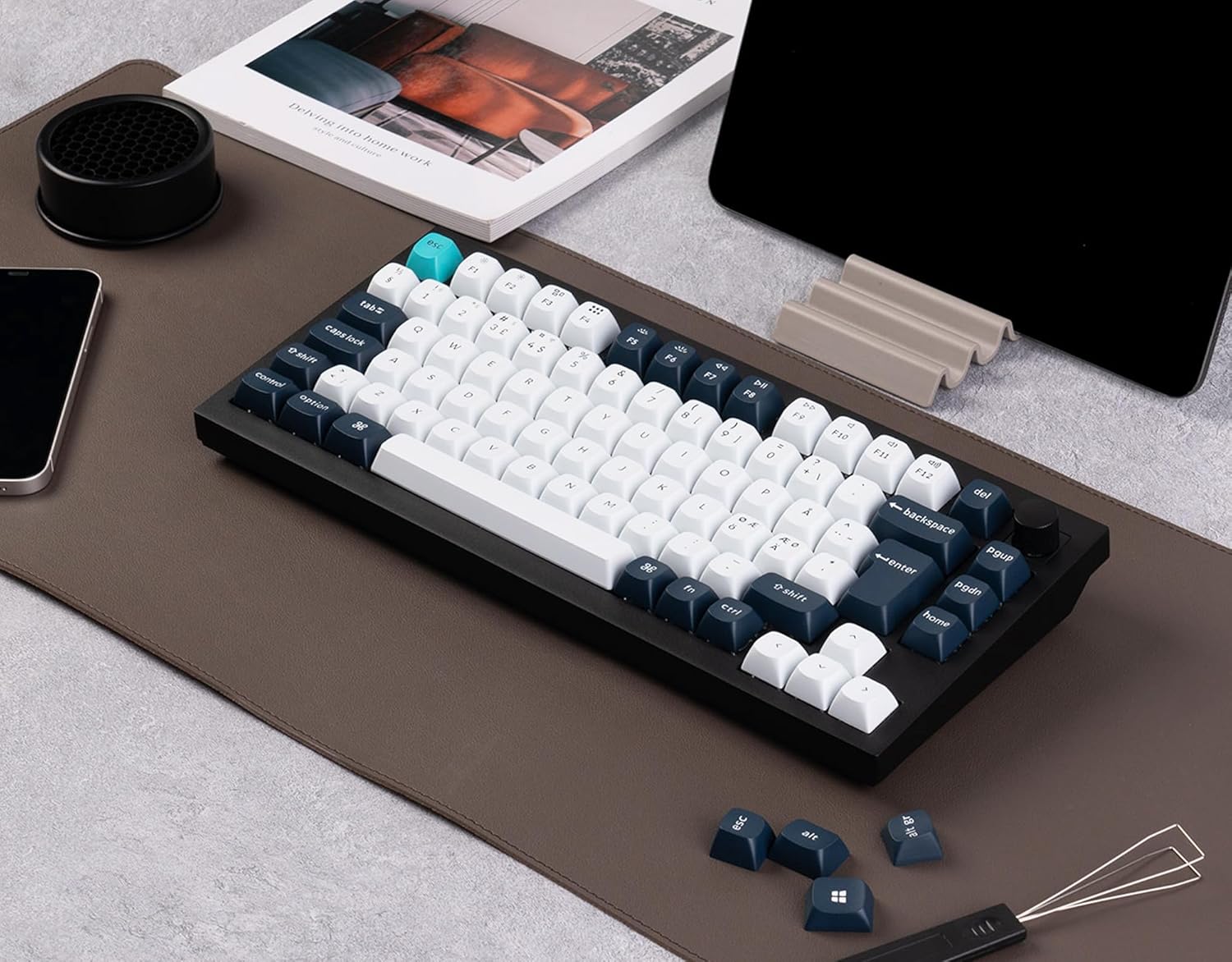 Keychron Q1 Max QMK/VIA Custom Mechanical Keyboard, Full Metal Programmable Knob 2.4 GHz/Bluetooth/Wired Keyboard with RGB Hot-Swappable Gateron Jupiter Banana Switch for Mac Win Linux - UK Layout-1