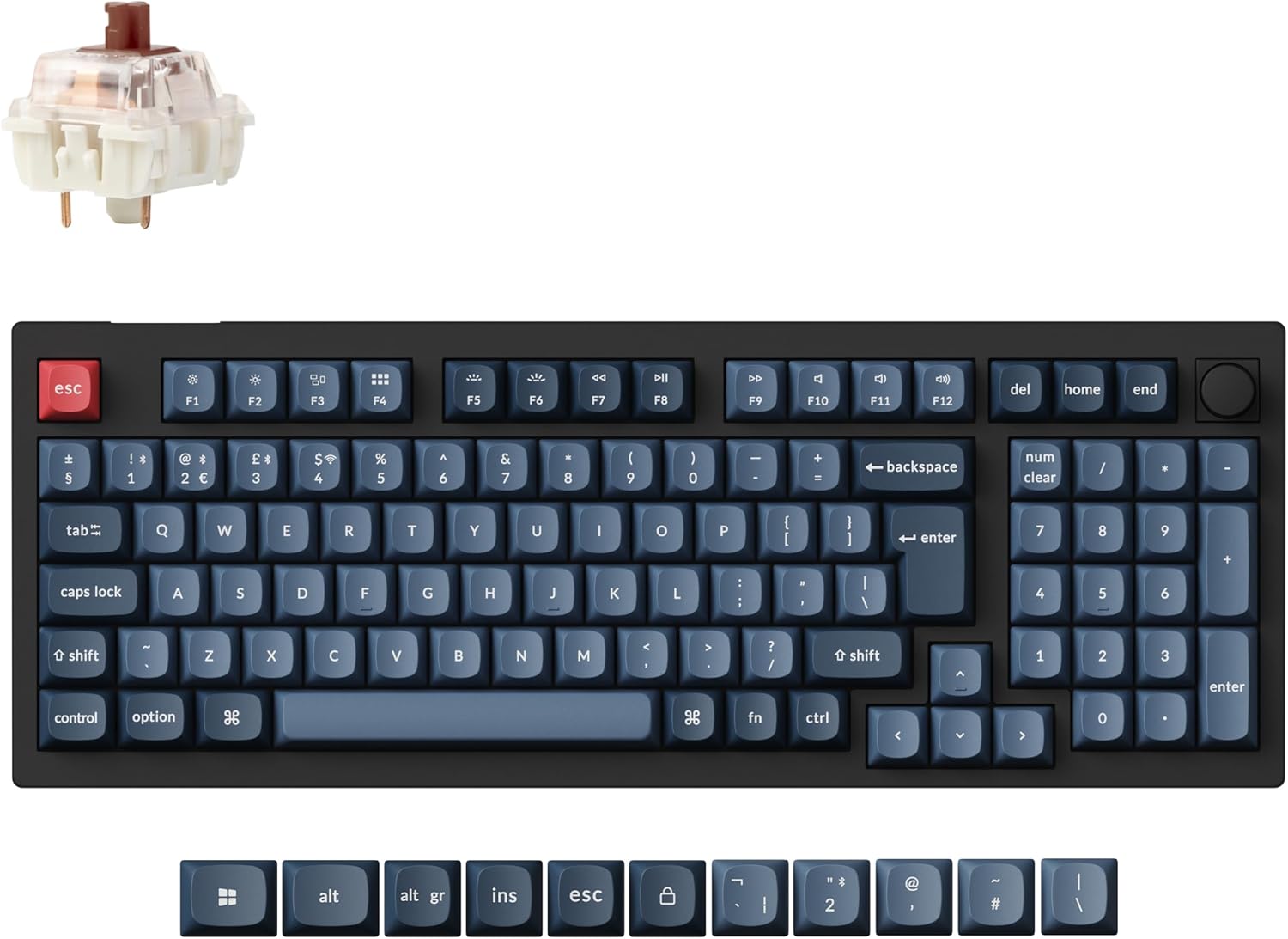 Keychron V5 Max Compact 100-Key Wireless Custom Knob Mechanical Keyboard, Programmable Bluetooth 5.1/2.4 GHz/Wired with RGB Hot-swappable Gateron Jupiter Brown Switch for Mac Win Linux - UK Layout-0