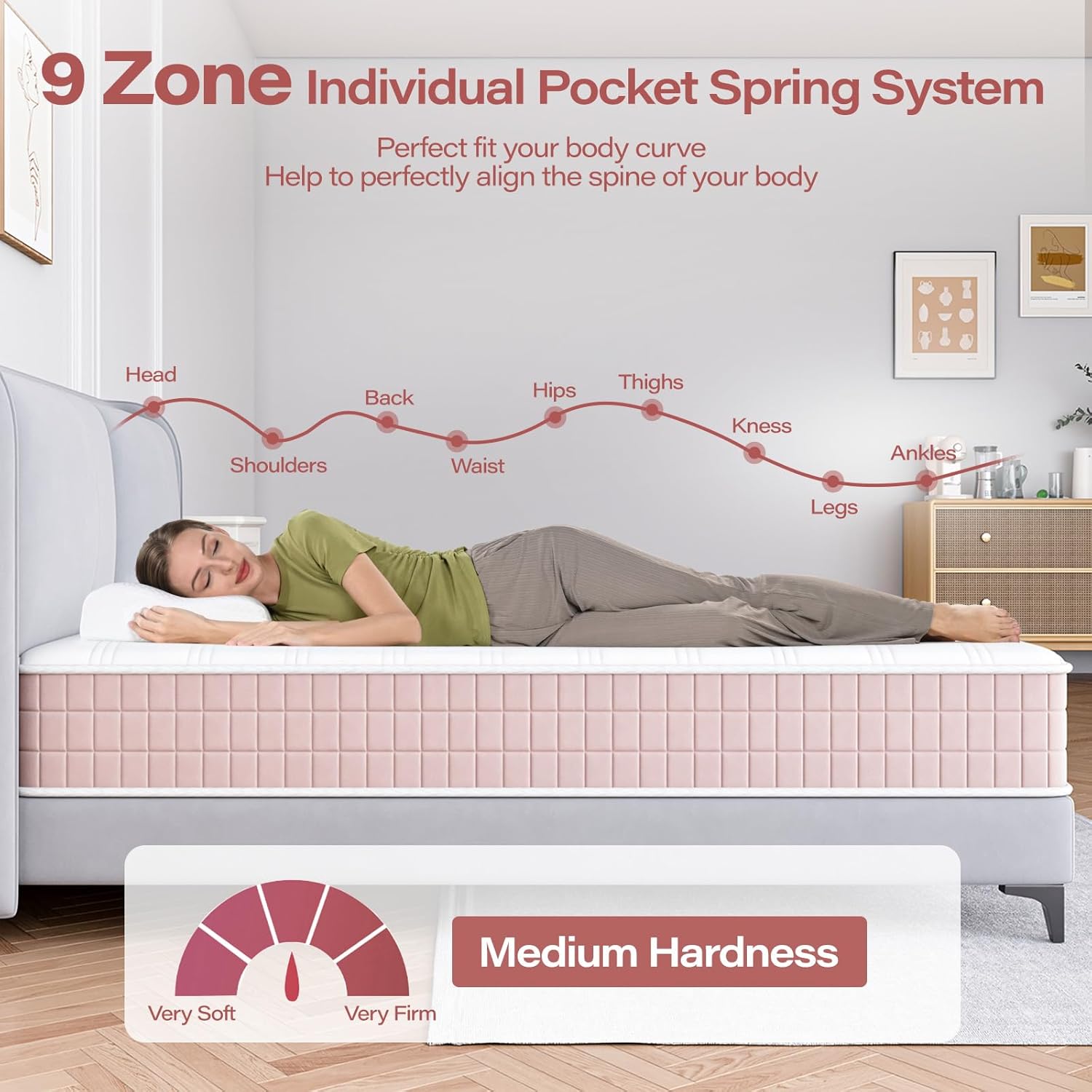 wowttrelax King Pocket Spring Hybrid 10 Inch Mattress, Cooling Motion Isolation & Pressure Relief, Mattress in A Box-1