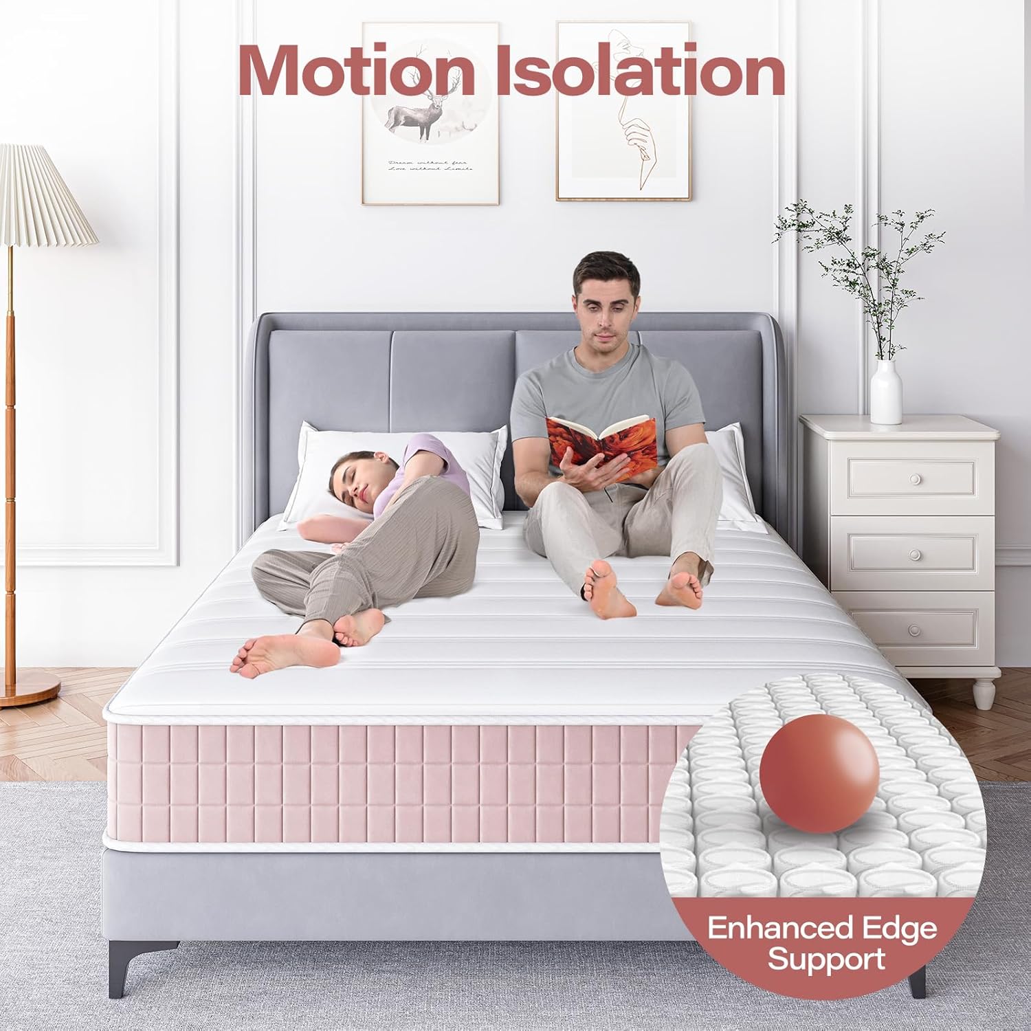 wowttrelax King Pocket Spring Hybrid 10 Inch Mattress, Cooling Motion Isolation & Pressure Relief, Mattress in A Box-3