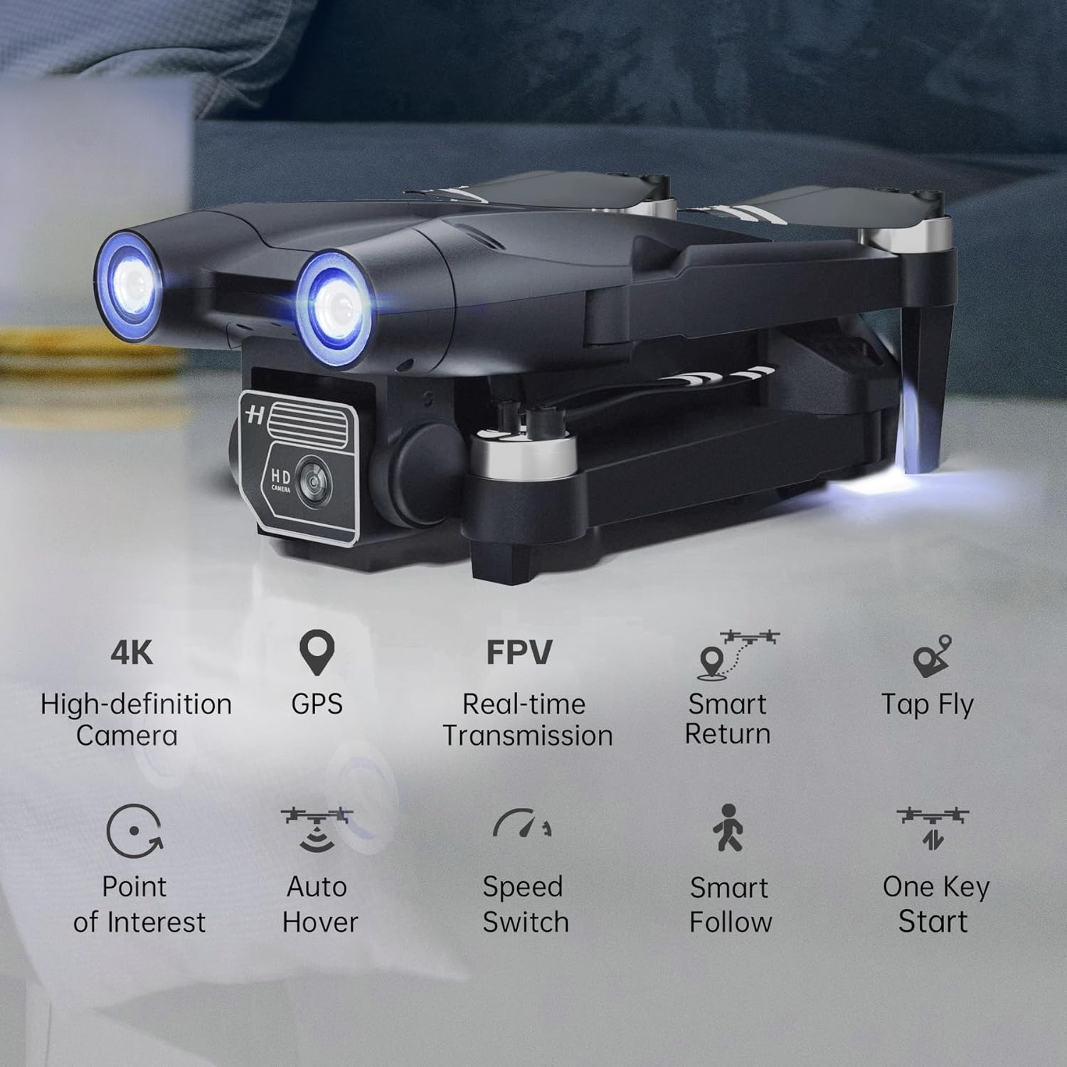 CHUBORY X10 PRO GPS Drone with Camera for Adults 4K UHD, 90 Min Long Flight Time,3280 FT Long Control Range, Auto Return, Follow Me, Brushless Motor Frequency: 2405–2475mhz Output Power: 2mW-5