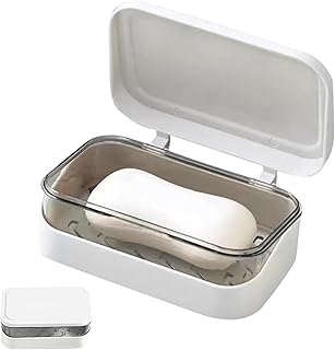 1Pc Plastic Soap Box with Removable Drainer and Lid – Durable and Portable Soap Holder for Bathroom, Kitchen, and Travel – Keeps Soap Dry and Clean – Easy to Clean and Compact Design