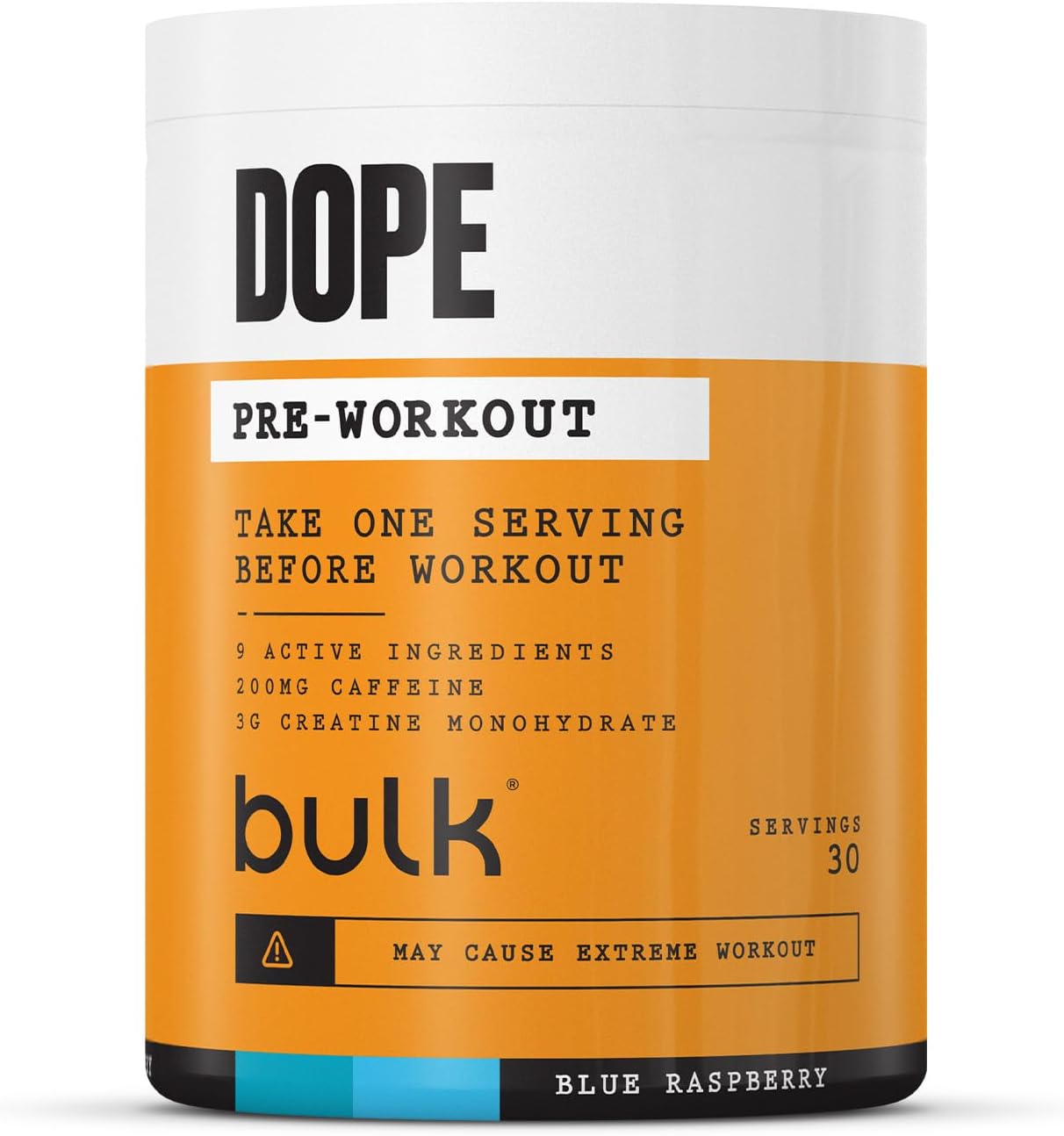 Bulk Dope Pre-Workout Powder, Blue Raspberry, Energy Drink with Beta Alanine, Creatine, Caffeine, Arginine (AAKG), Citrulline, Taurine, Vitamin B6, 495 g, 30 Servings-0